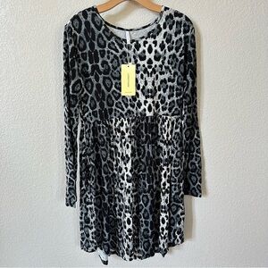 Leopard Print Long Sleeve Dress